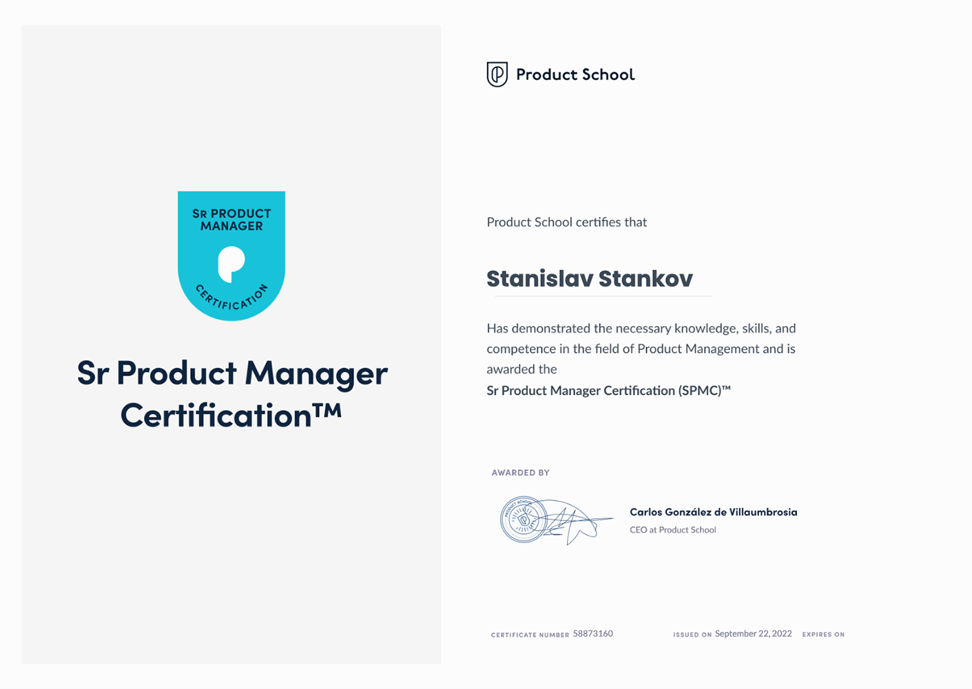 Senior Product Manager Certificate
